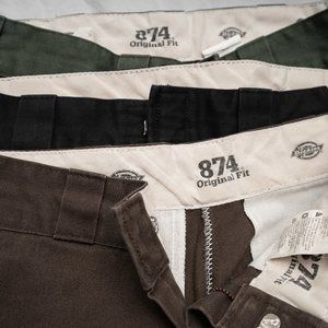 3 Pack of Dickies Pants (Black Green Brown) 30x30